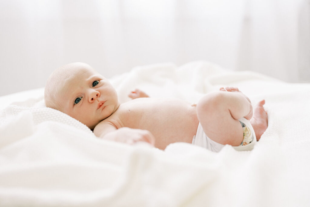 Close-up newborn features showing ideal timing for professional photos