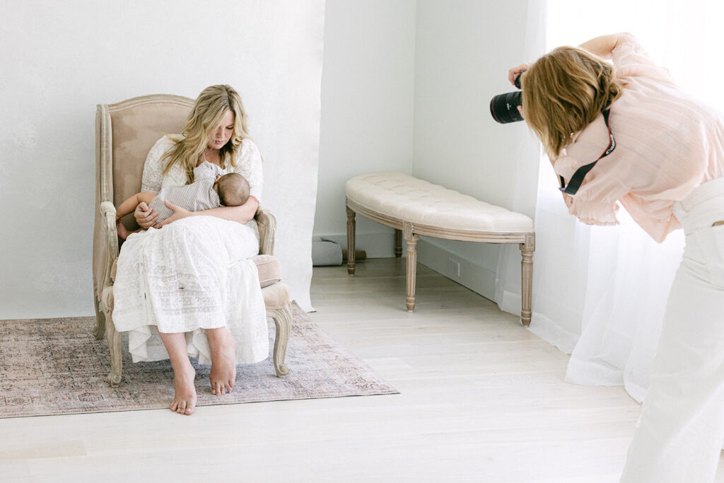Newborn photographed in a professional Birmingham newborn photography studio.